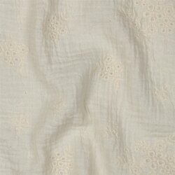 Musselin Bestickt Blumen - cremebeige