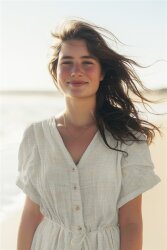 Musselin Bestickt Blumen - cremebeige