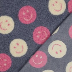 Teddystoff Smiley - jeansblau/softpink