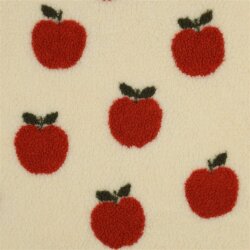 Teddystoff dunkelrote Äpfel - creme