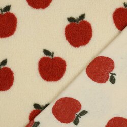 Teddystoff dunkelrote Äpfel - creme