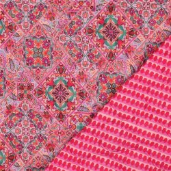 Baumwollvoile Steppstoff Digital Patchwork - pink