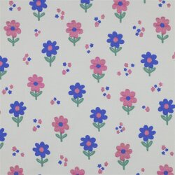 Baumwolljersey Glitzer Blümchen - altweiß