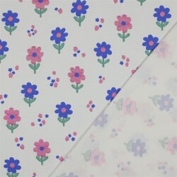 Baumwolljersey Glitzer Blümchen - altweiß