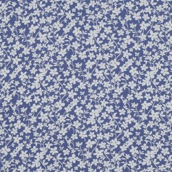 Viskose 100% weiße Blümchen - jeansblau