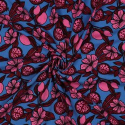 Viskose 100% Granatapfelpflanze - hellstahlblau/altpink