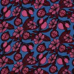 Viskose 100% Granatapfelpflanze - hellstahlblau/altpink