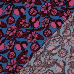 Viskose 100% Granatapfelpflanze - hellstahlblau/altpink