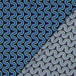 Viskose 100% Wellenmuster - schattenblau