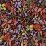 Viskose 100% bunte Blumen - dunkelbraun