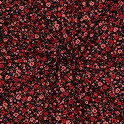 Viskose 100% Mini Blümchen - schwarz