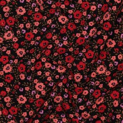 Viskose 100% Mini Blümchen - schwarz