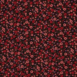 Viskose 100% Mini Blümchen - schwarz