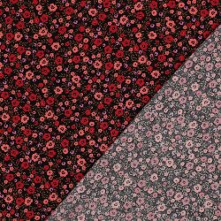 Viskose 100% Mini Blümchen - schwarz