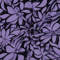 Viskose 100% Blüten - dunkelblau/helllila