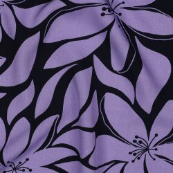Viskose 100% Blüten - dunkelblau/helllila