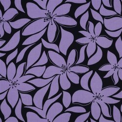 Viskose 100% Blüten - dunkelblau/helllila