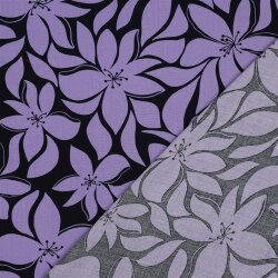 Viskose 100% Blüten - dunkelblau/helllila