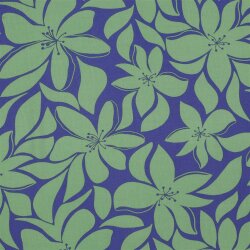 Viskose 100% Blüten - blaulila/altgrün
