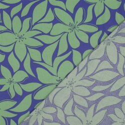 Viskose 100% Blüten - blaulila/altgrün