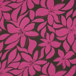 Viskose 100% Blumen - dunkeloliv/pink