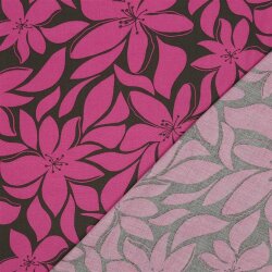 Viskose 100% Blumen - dunkeloliv/pink