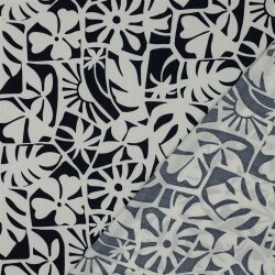 Viskose Lenzing 100% EcoVera™ Geometrische Blumen - dunkelblau