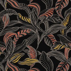 Viskose Lenzing 100% EcoVera™ bunte Blätterformen- schwarz