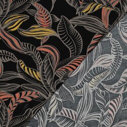 Viskose Lenzing 100% EcoVera™ bunte Blätterformen- schwarz