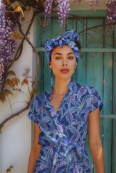 Viskose Lenzing 100% EcoVera™ bunte Blätterformen- schwarz