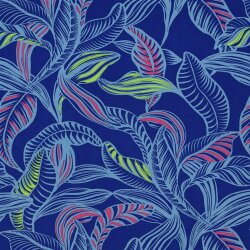 Viskose Lenzing 100% EcoVera™ bunte Blätterformen - kobaltblau