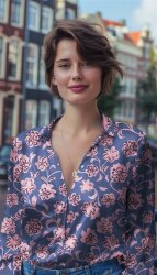 Baumwollsatin Blumenranken - indigo