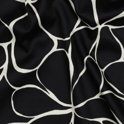 Baumwollsatin Blütenmeer - schwarz