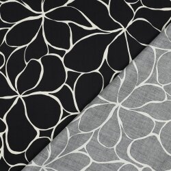 Baumwollsatin Blütenmeer - schwarz