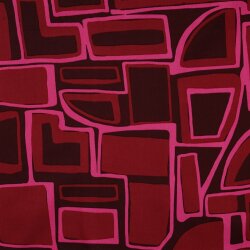 Baumwollsatin Geometrische Formen - dunkelweinrot