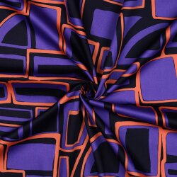 Baumwollsatin Geometrische Formen - nachtblau