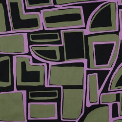 Baumwollsatin Geometrische Formen - schwarz