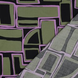 Baumwollsatin Geometrische Formen - schwarz