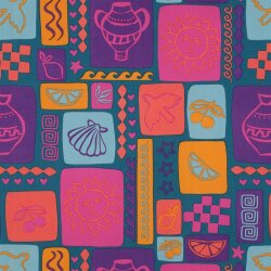 Baumwollpopeline Sommer Patchwork - petrol