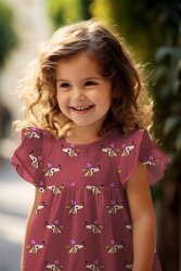 Baumwollpopeline Hunde mit Pudelmütze - weinrot