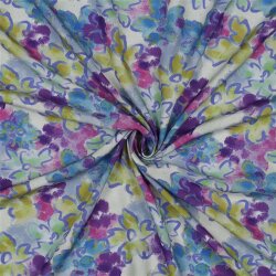 Viskose 100% Digital Aquarellblumen - softblau