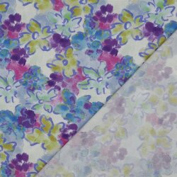 Viskose 100% Digital Aquarellblumen - softblau