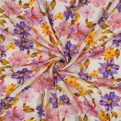 Viskose 100% Digital Blütenregen - altweiß/lila