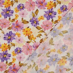 Viskose 100% Digital Blütenregen - altweiß/lila