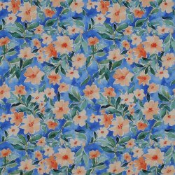 Viskose 100% Digital Blumen - himmelblau