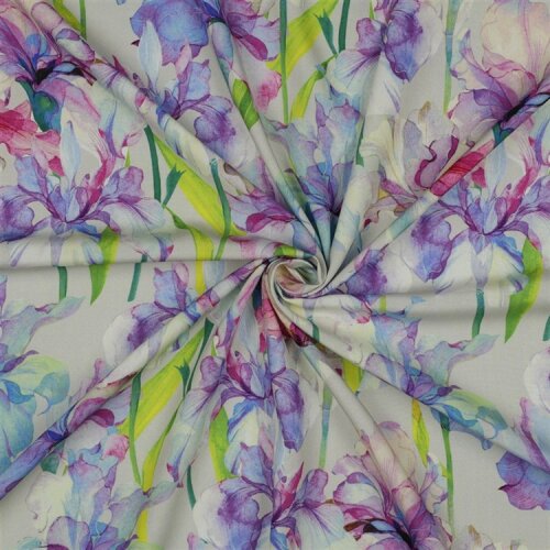 Viskose 100% Digital Aquarell Lilien - creme