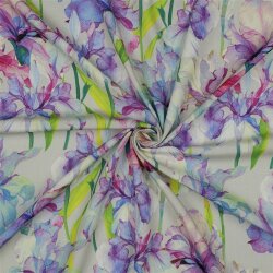 Viskose 100% Digital Aquarell Lilien - creme