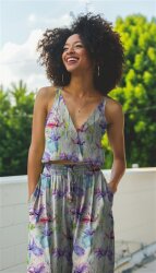 Viskose 100% Digital Aquarell Lilien - creme