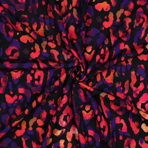 Viskose 100% Digital Neon Leo - schwarz