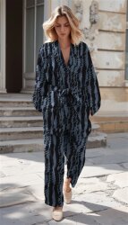 Viskose 100% Digital Abstrakte Streifen - jeans